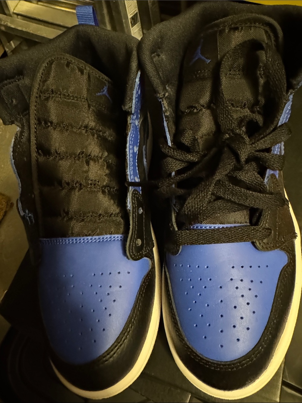 Nike Jordan 1 mid Black and Royal Blue High-Top Sneakers